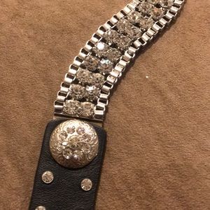 Leather and chain crystal belt